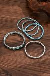 Silvery Boho Turquoise Beaded Bracelet Set