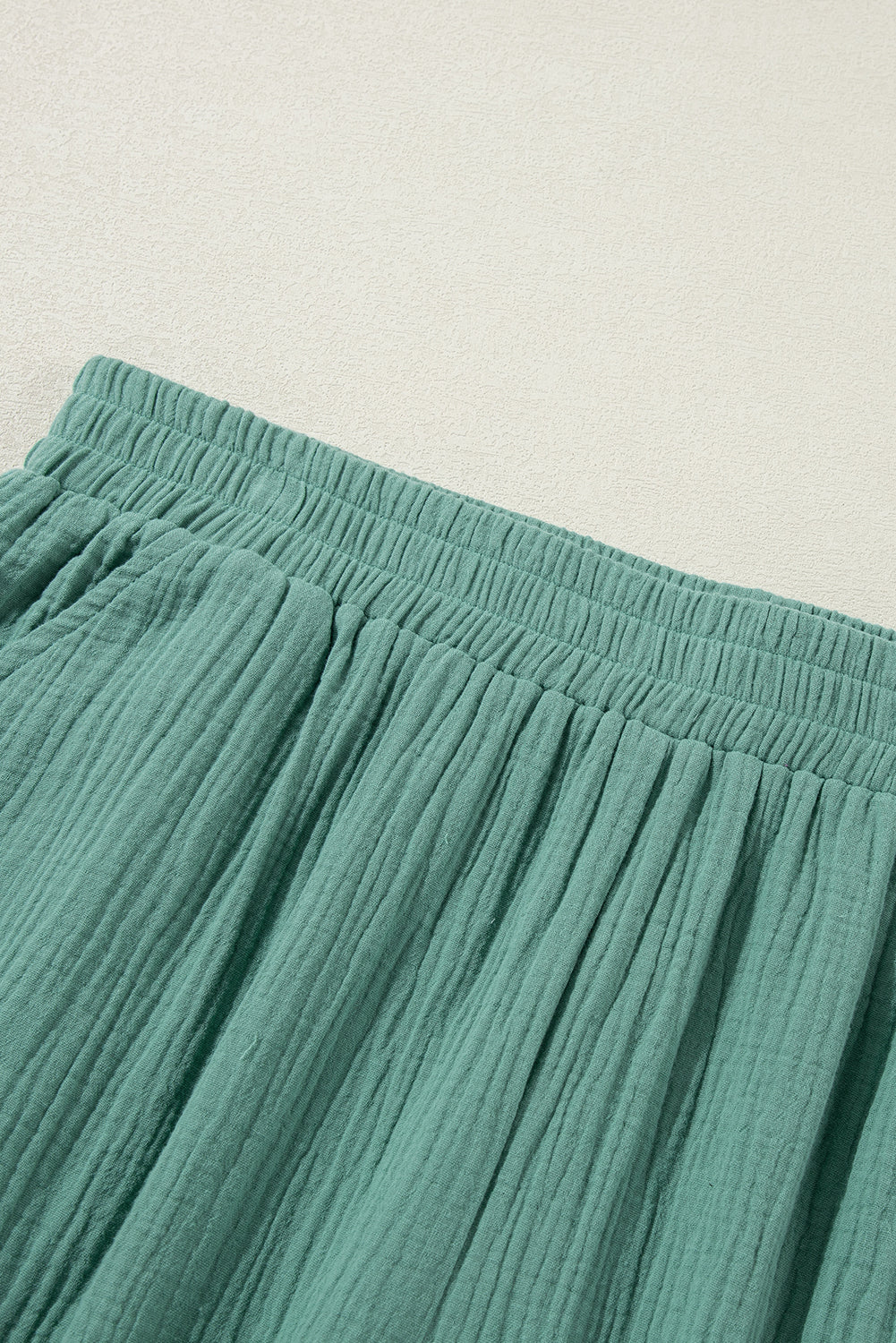 Smoke Green Plus Size Textured Frayed Edge Wide Leg Pants