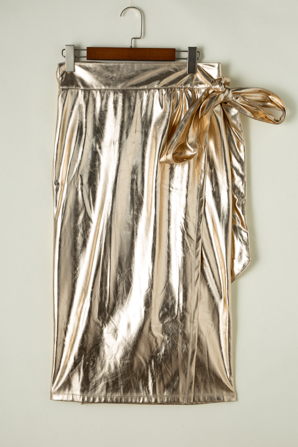 Gold Knotted Metallic Midi Skirt