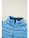 Sky Blue Plush Collared Quilted Zipped Puffer Vest