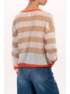 Apricot Colorblock Striped Round Neck Drop Shoulder Sweater