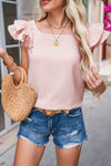 Gossamer Pink Textured Bow Frilled Ruffle Sleeve Blouse