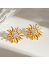 Stainless Steel Inlaid Rhinestone Sun Shape Stud Earrings