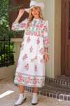 White Floral Print Loose Tiered Maxi Dress