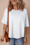 White Plain Side Slit Oversized Tee