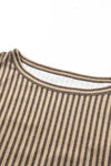Pink Grey Casual Striped Print Ruffle Summer Top