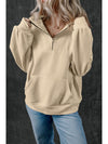 Black Zip-up Stand Neck Kangaroo Pocket Sweatshirt