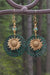 Real Teal Retro Sunflower Disc Alloy Dangle Earrings