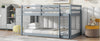 Solid Wooden , Solid Rubber Wooden Twin over Twin Floor Bunk Bed with Ladder ,Upper and Bottom Bed Platforms crafted with Strengthened Slats ,Grey