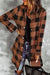 Brown & Black Plaid Collared Botton Down Long Shirt Shacket