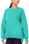 Bonbon Solid O Neck High Low Hem Pullover Sweatshirt