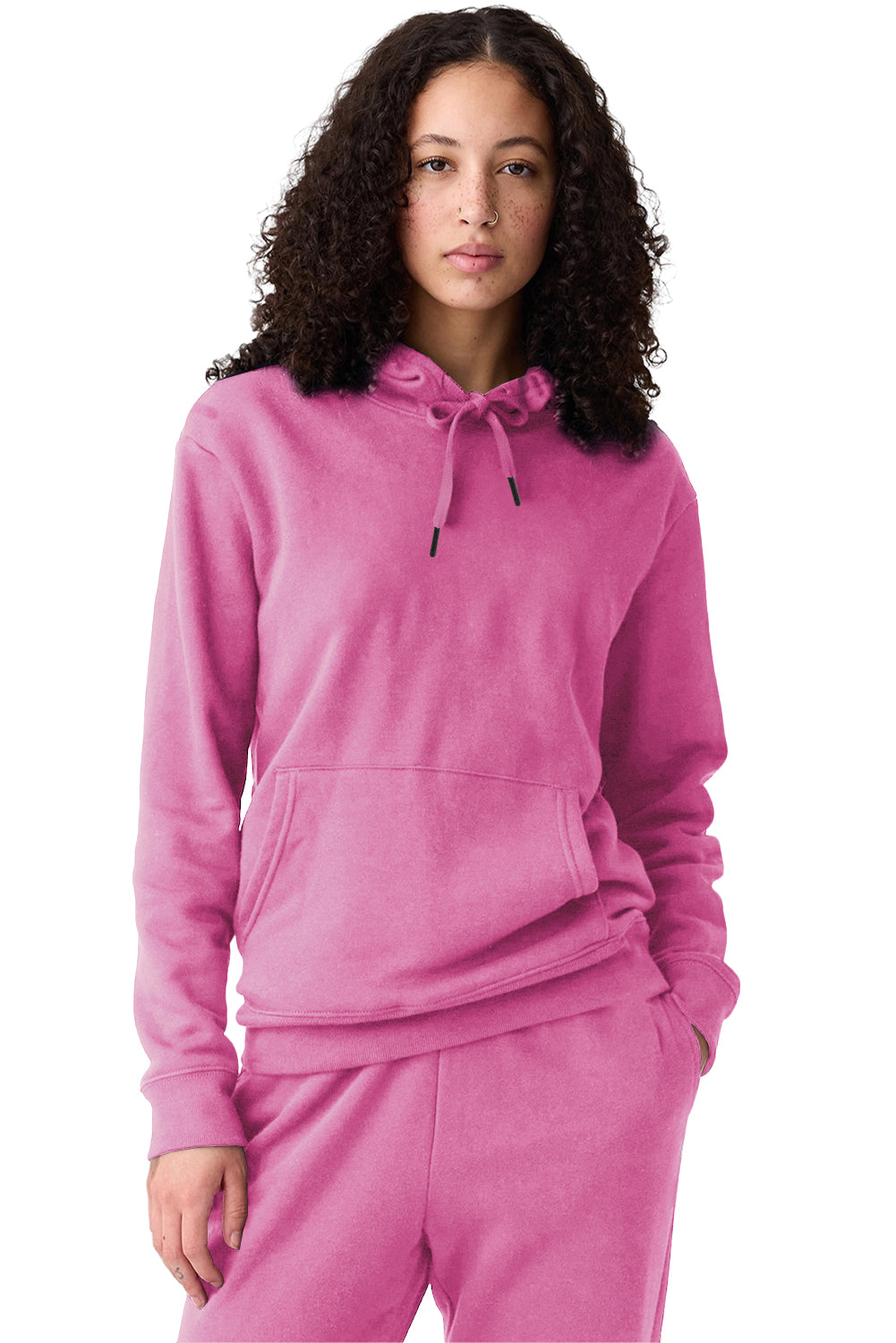 Light Grey Plain Fleece Lined Drawstring Hoodie with Pocket