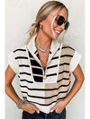 Black Stripe Quarter Zip Collar Knit Vest