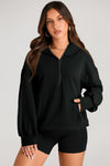 Bonbon Kangaroo Pocket Half Zipper Oversized Hoodie