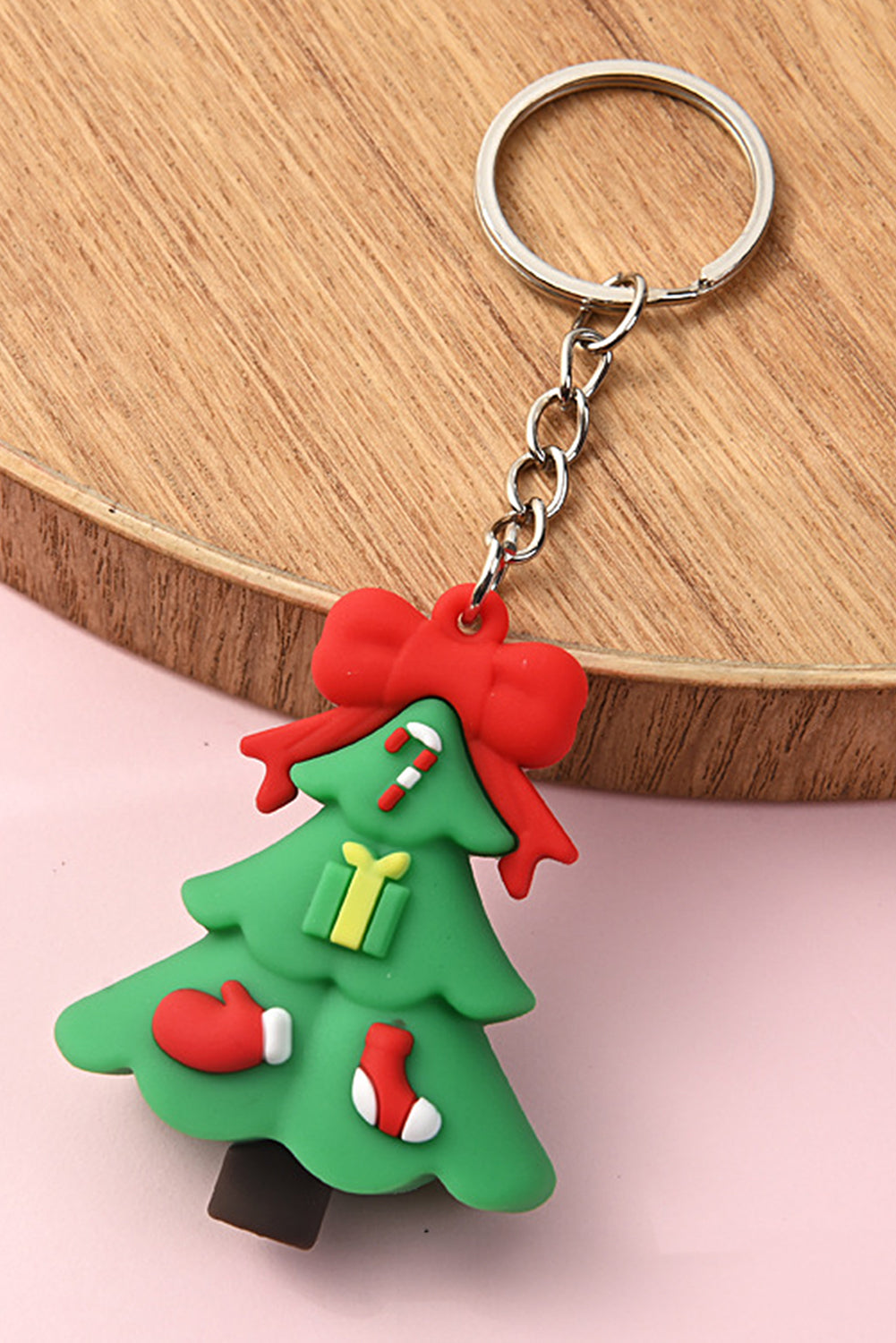 Dark Green Christmas Tree Party Favor Gift Keychain