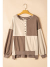 Parchment Colorblock Henley High Low Loose Sweatshirt