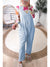 Beau Blue Adjustable Strap V Neck Pocketed Denim Overalls