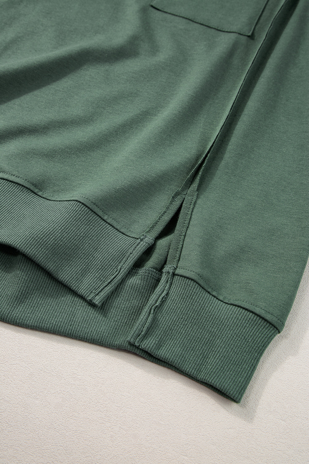 Laurel Green Exposed Seam Pocket Side Split Loose T Shirt