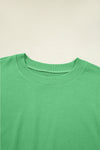 Bright Green Drop Shoulder Crop Pullover Drawstring Wide Leg Pants Set