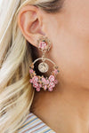 Pink Boho Flower Vintage Drop Earring