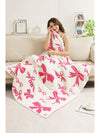 Rose Red 127*152cm Bow Printed Cozy Soft Throw Blanket