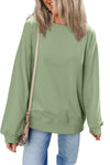 Orange Plain Drop Shoulder Crewneck Pullover Sweatshirt