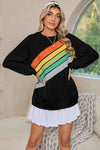 Black Rainbow Colorblock Pullover Sweatshirt