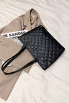 Camel Leopard Print PU Leather Tote Bag
