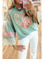 Aqua Plaid Floral Patchwork Heart Long Sleeve Top