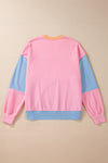 Sky Blue Colorblock Drop Shoulder Sweatshirt