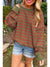 Brown Stripe Round Neck Drop Shoulder Loose Sweater