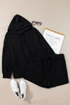 Black Plus Size Textured Hoodie and Shorts Set