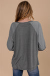 Brown Contrast Print Striped Raglan Long Sleeve Loose Top