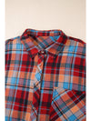 Orange Plus Size Plaid Print Buttoned Shirt