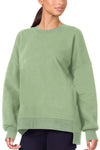 Bonbon Solid O Neck High Low Hem Pullover Sweatshirt