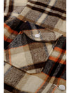 Brown Plaid Button Up Long Sleeve Flannel Shacket