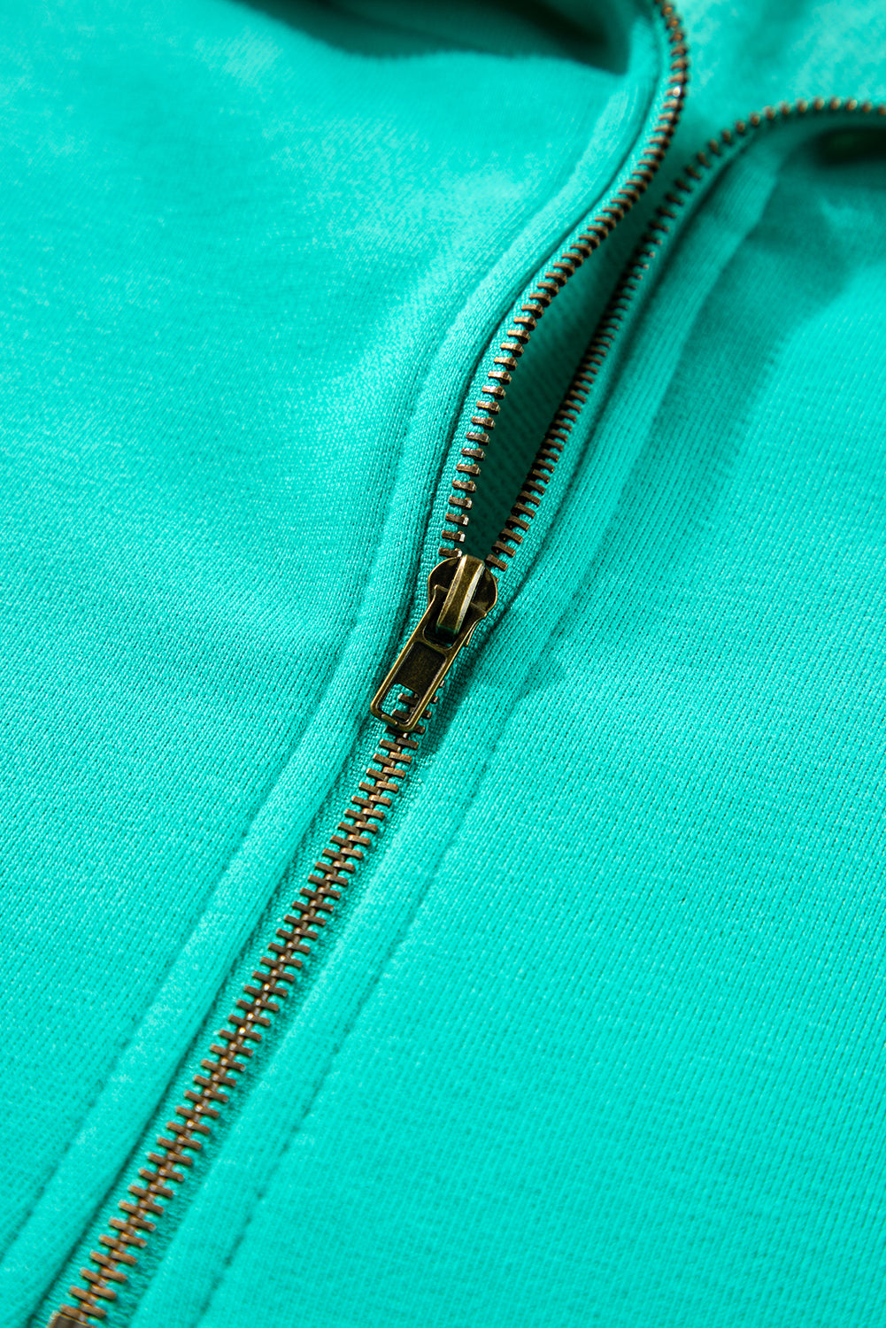 Smoke Green Half Zipper Kangaroo Pockets Drop Shoulder Hoodie