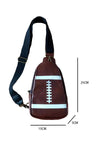 Brown PU Leather Rugby Mini Crossbody Bag