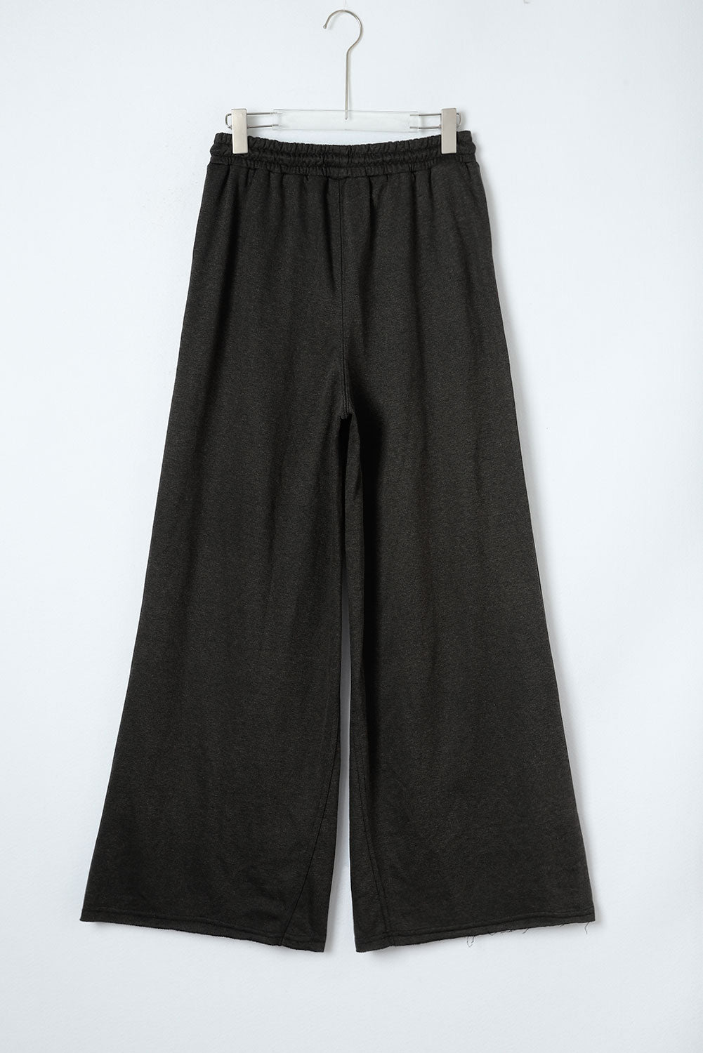 Grey Mineral Washed Drawstring High Waisted Wide Leg Pants