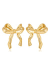 Gold Elegant Ribbon Bow Shape Stud Earrings