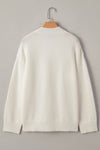 White Floral Embroidered Drop Sleeve Knit Sweater