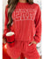 Racing Red Corded MERRY Long Sleeve Top and Shorts Pajama Set