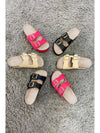 Beige Suede Buckle Decor Corky Platform Slides Shoes