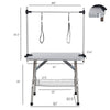 42' Folding Dog Pet Grooming Table Stainless Steel Frame Rubber Mat on Board with Adjustable Arm and Clamps pet dog Cat Grooming Table (SILVER-GRAY COLOR)