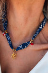Bluing Boho Print Coral Pendent Scarf Necklace