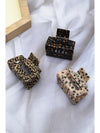 Parchment Leopard Print Cutout Square Hair Claw