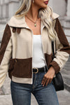 Brown Colorblock Rockabilly Zip Clash Jacket