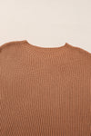 Chestnut Side Slit Short Sleeve Oversized Sweater
