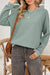 Clearly Aqua Waffle Knit Drop Shoulder V Neck Top