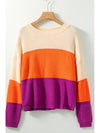 Color Block Drop Shoulder Round Neck Sweater